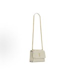 SAINT LAURENT YSL SUNSET Gold Logo chain sunset bag crossbody single-shoulder bag for women, retro white